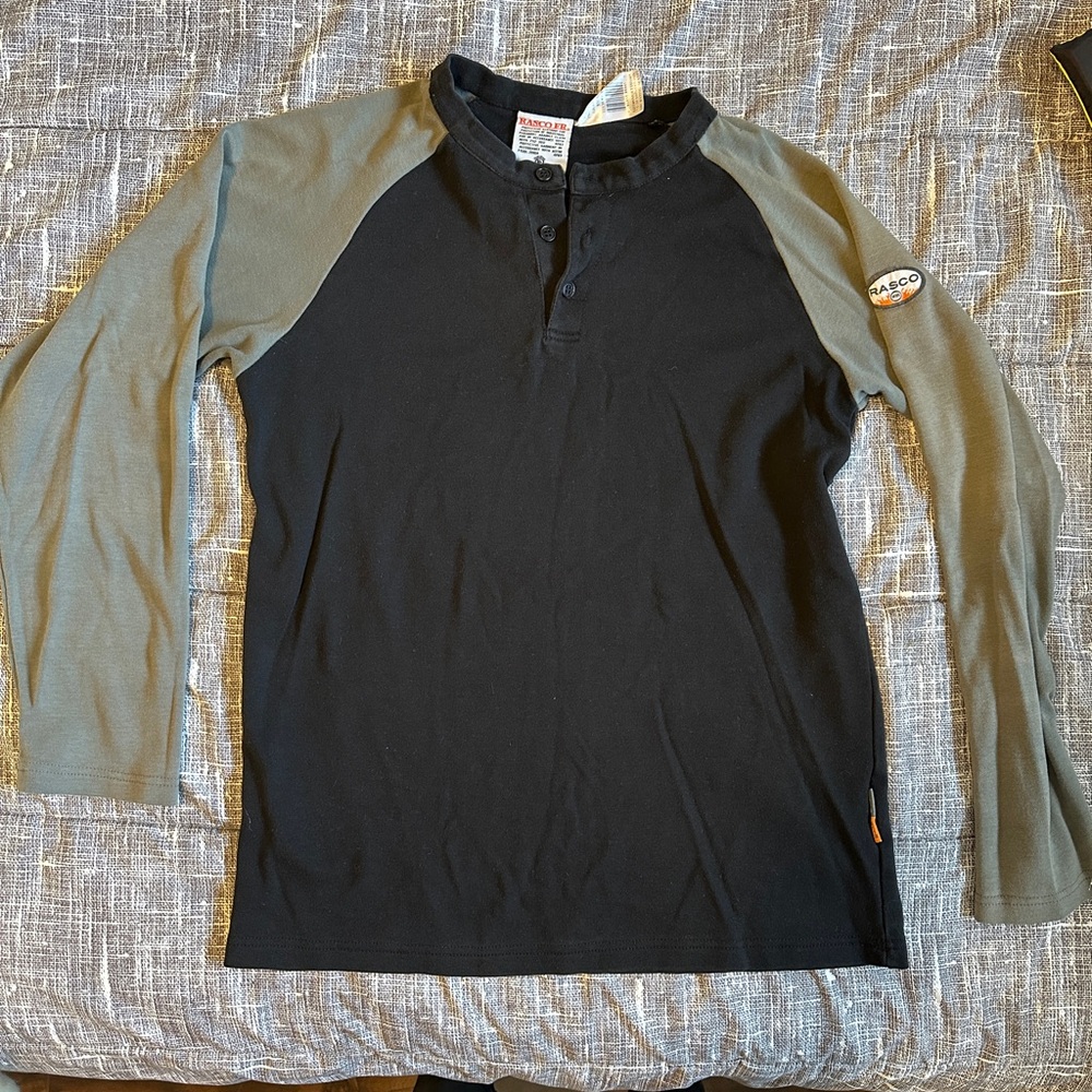 Rasco FR Black and Gray Henley Shirt - flame resistant